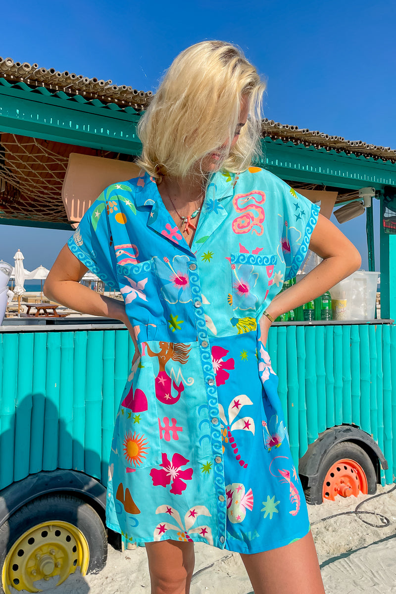 Blue Marlin Shirt Dress