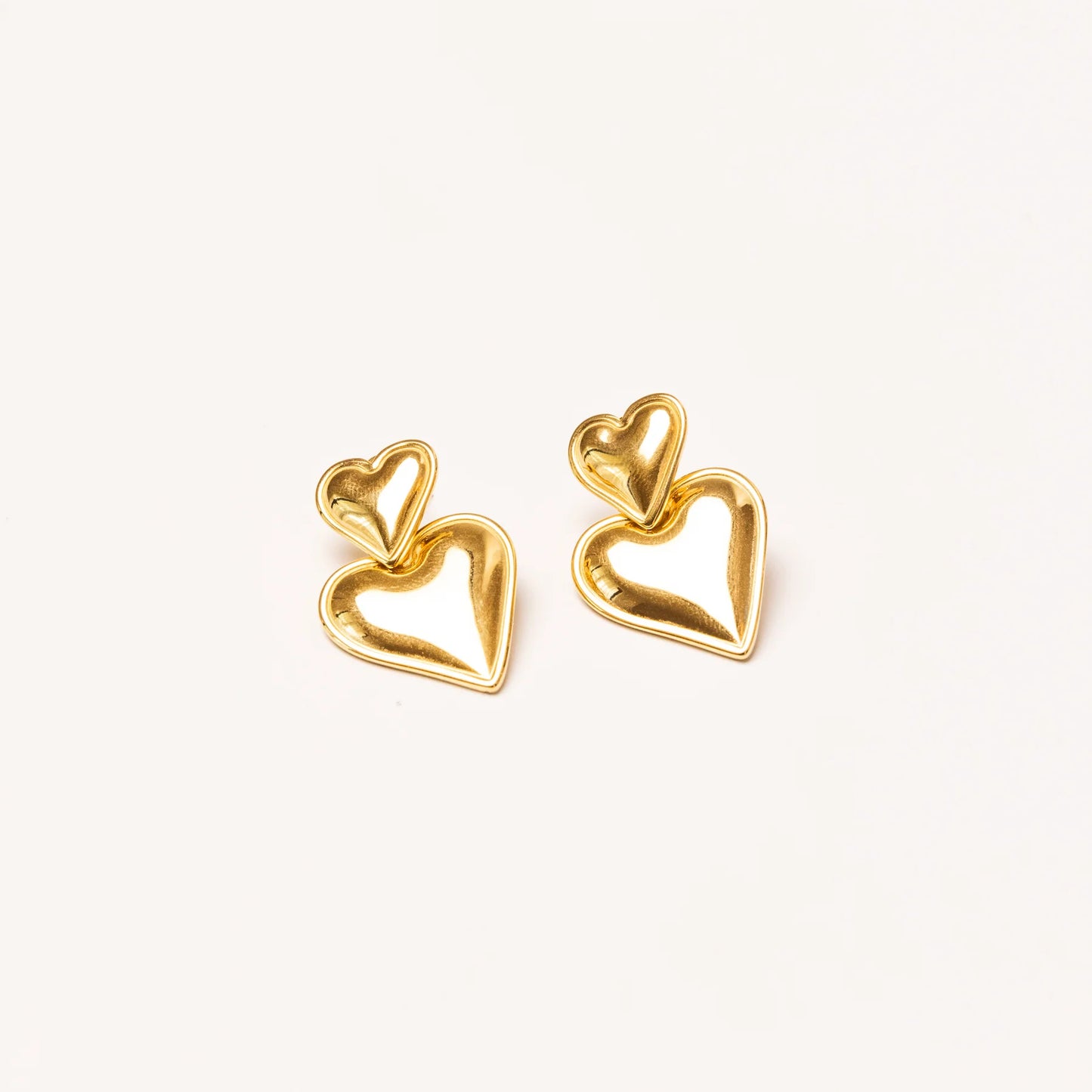 Double Heart Earrings in 18K Gold Plated