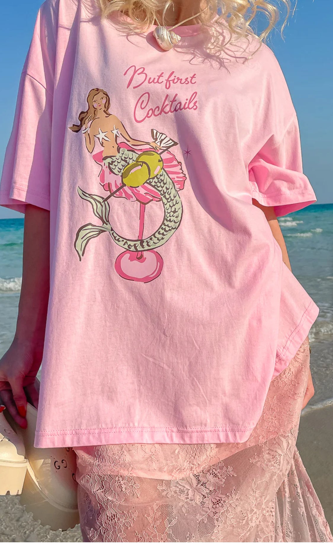 MERMAID COCKTAIL T-SHIRT | PINK