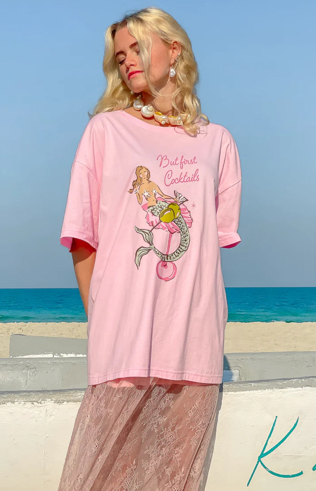 MERMAID COCKTAIL T-SHIRT | PINK