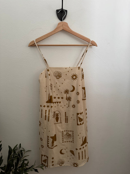 Beige/Tan Shell Palm Mini Dress