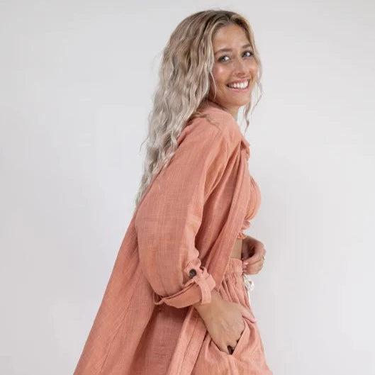 Lotus Oversized Shirt - Dusty Pink