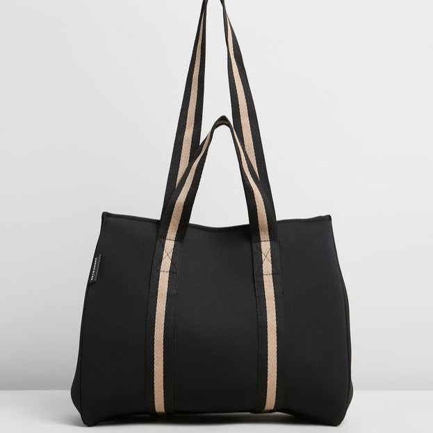 The Gigi Bag (BLACK/BEIGE) Neoprene Tote Bag